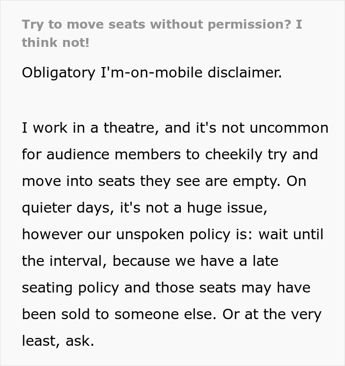 “She Flat-Out Refuses To Move”: Entitled Woman Ignores Theater Policy, Ends Up Learning Lesson The Embarrassing Way