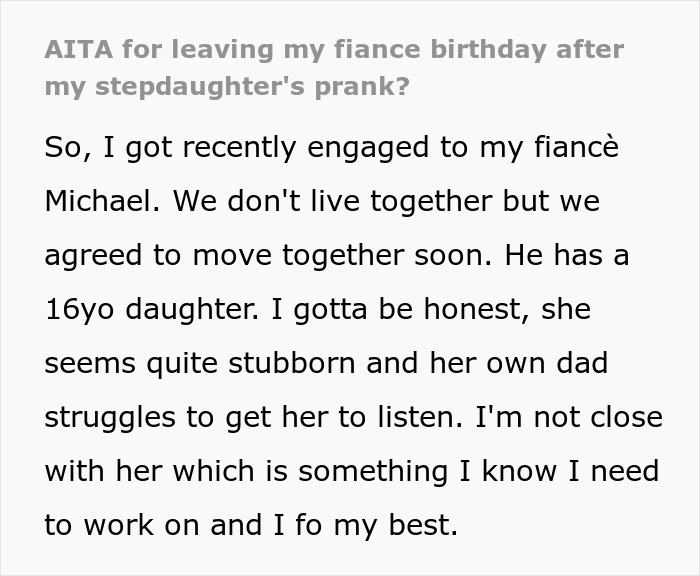 Woman Leaves Her Fiance's Birthday Party In Tears As His 16 Y.O. Daughter Played An Offensive Prank On Her Woman Leaves Her Fiance's Birthday Party In Tears As His 16 Y.O. Daughter Played An Offensive Prank On Her