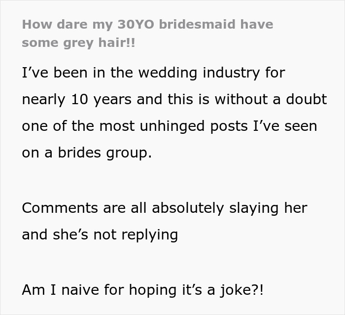 Bride Makes A Post About Her Bridesmaid’s Looks, Wondering What To Do, Gets Destroyed Instead Bride Makes A Post About Her Bridesmaid’s Looks, Wondering What To Do, Gets Destroyed Instead