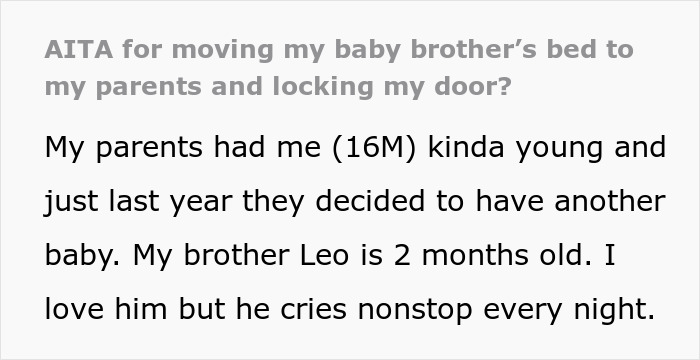 Parents Put 2-Month-Old Baby In Teen Brother's Room Because Dad Can't Sleep, He Finally Loses It