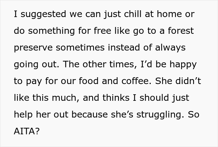 Friend Asks Woman To Pay For Everything When They Go Out Since She Lost Her Job, Gets “Not Happening” Reply Friend Asks Woman To Pay For Everything When They Go Out Since She Lost Her Job, Gets “Not Happening” Reply