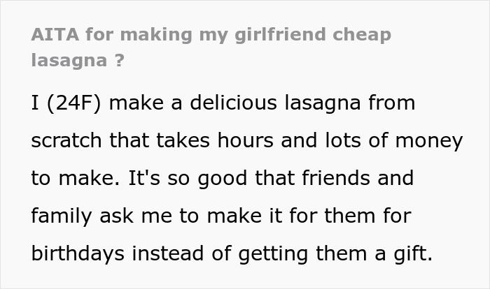 Woman Mocks GF’s Signature Lasagna, Gets Insulted After She Serves Her A Premade One The Next Time