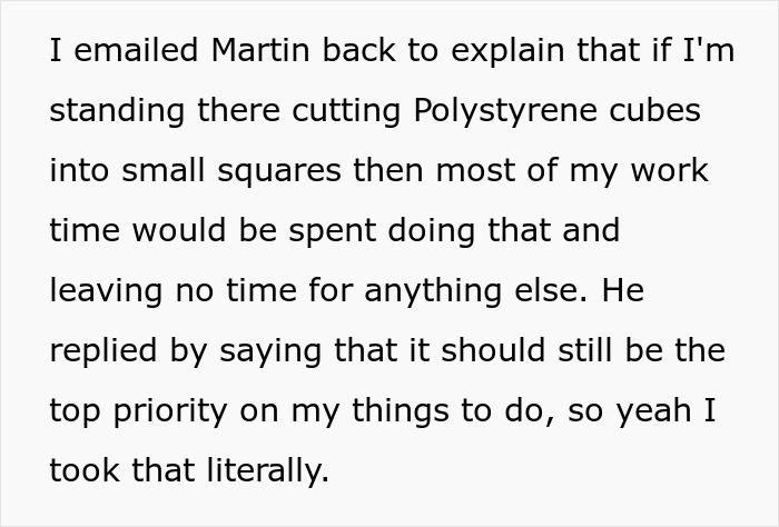 “I Took That Literally”: Core Worker Watches Company Go Into Chaos After Maliciously Complying With New Manager’s Demands “I Took That Literally”: Core Worker Watches Company Go Into Chaos After Maliciously Complying With New Manager’s Demands