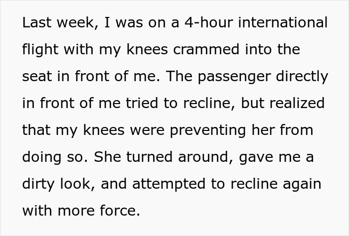 Tall Guy Doesn't Fit In Plane Seat Comfortably, Drama Ensues After Woman Tries To Recline Her Seat Tall Guy Doesn't Fit In Plane Seat Comfortably, Drama Ensues After Woman Tries To Recline Her Seat