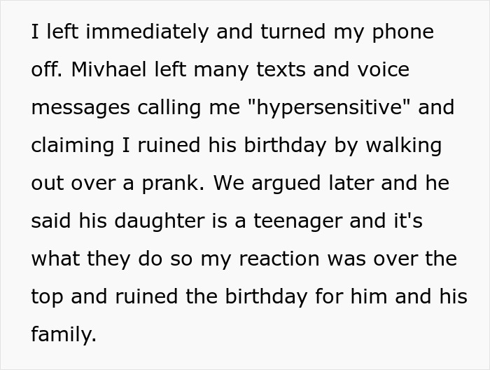 Woman Leaves Her Fiance's Birthday Party In Tears As His 16 Y.O. Daughter Played An Offensive Prank On Her Woman Leaves Her Fiance's Birthday Party In Tears As His 16 Y.O. Daughter Played An Offensive Prank On Her