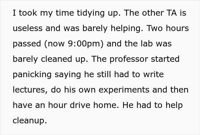 Professor Abuses Assistant's Time, Is Shocked When Their Overtime Runs Out And Things Hit The Fan Professor Abuses Assistant's Time, Is Shocked When Their Overtime Runs Out And Things Hit The Fan