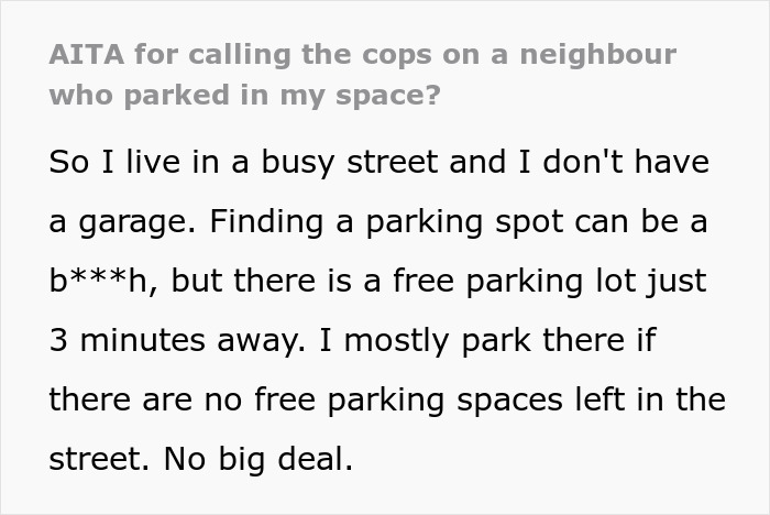 Neighbors Keep Parking In This Person’s Specially Reserved Spot, They Lose Patience And Call The Cops
