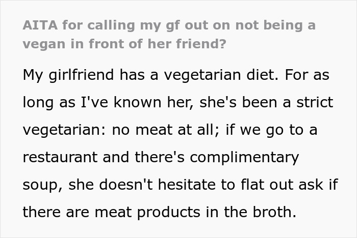"She's Not A Vegan": Boyfriend Can't Take It Anymore, Calls Out Girlfriend On Her Lies "She's Not A Vegan": Boyfriend Can't Take It Anymore, Calls Out Girlfriend On Her Lies