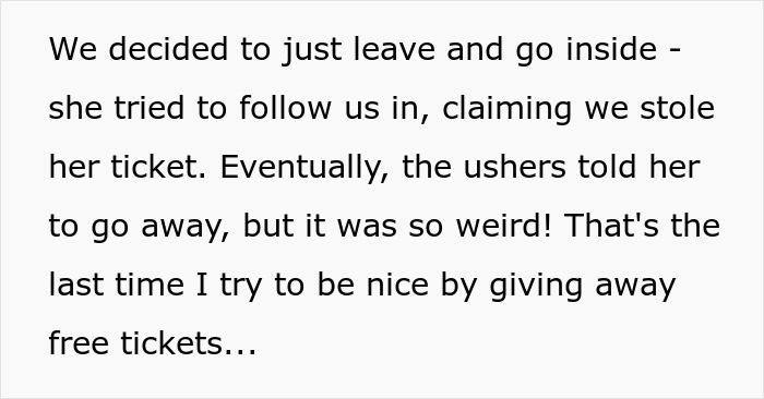 Person Gives Away 1 Ballet Ticket For Free, Karen Shows Up With Her Husband, Demands Someone Give Up Their Seat For Him Person Gives Away 1 Ballet Ticket For Free, Karen Shows Up With Her Husband, Demands Someone Give Up Their Seat For Him