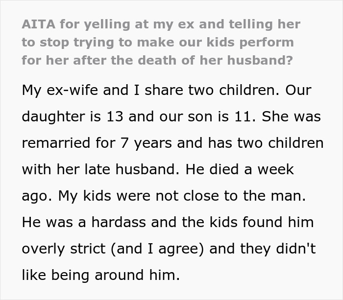 Mom Is Disgusted With Kids’ Lack Of Grief Over Their Late Stepfather, Their Real Dad Steps In To Bring Her Back To Earth