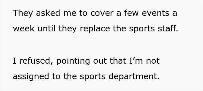 "I’m Not Assigned To The Sports Department": Writer Receives An Unfair Write-Up, Complies Maliciously And Vows Not To Help Colleagues Instead "I’m Not Assigned To The Sports Department": Writer Receives An Unfair Write-Up, Complies Maliciously And Vows Not To Help Colleagues Instead