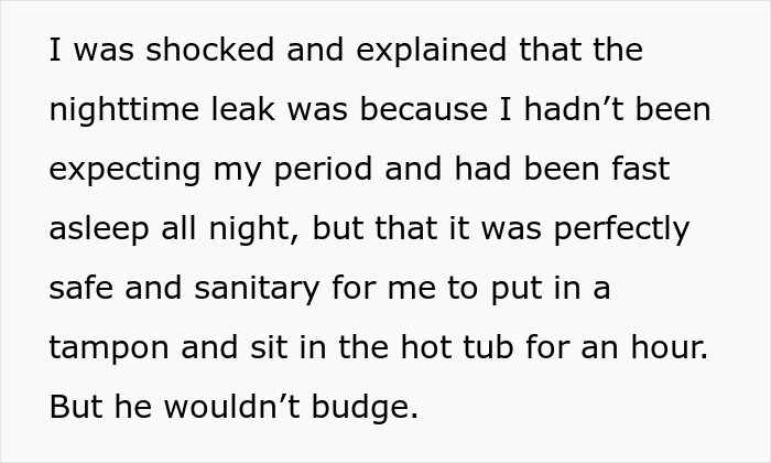 Man Disgusted With SIL's Period Bans Her From Using Hot Tub, Demands $100 For The Sheets She 'Ruined'