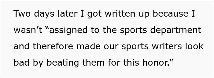 "I’m Not Assigned To The Sports Department": Writer Receives An Unfair Write-Up, Complies Maliciously And Vows Not To Help Colleagues Instead "I’m Not Assigned To The Sports Department": Writer Receives An Unfair Write-Up, Complies Maliciously And Vows Not To Help Colleagues Instead