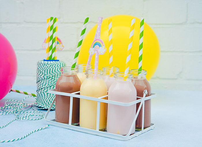 Colorful drinks in drink holder