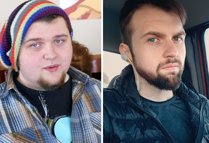 Comparación de mi cara y mi barba antes y después
