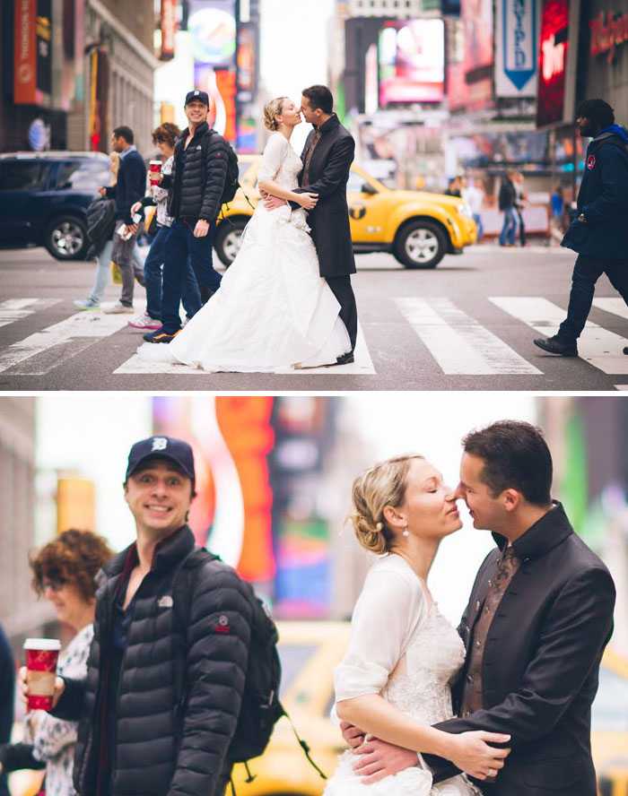 I Might Be Mistaken But Is That Zach Braff Photobombing My Newlywed Couple? Only In New York