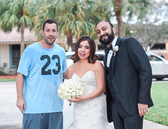  Probably The Last Thing Adam Sandler Wanted To Do After Playing Basketball Was To Star In Our Wedding Pics, But He Hopped Right In And Made The Day Even More Remarkable
