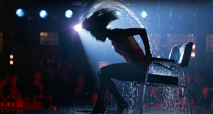 Stripper Alex Owens is dancing - water bucket scene
