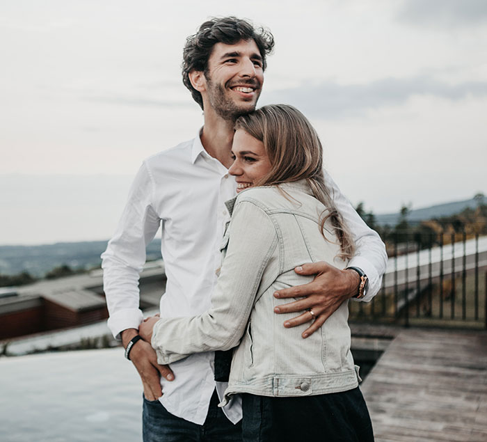 Couple hugging