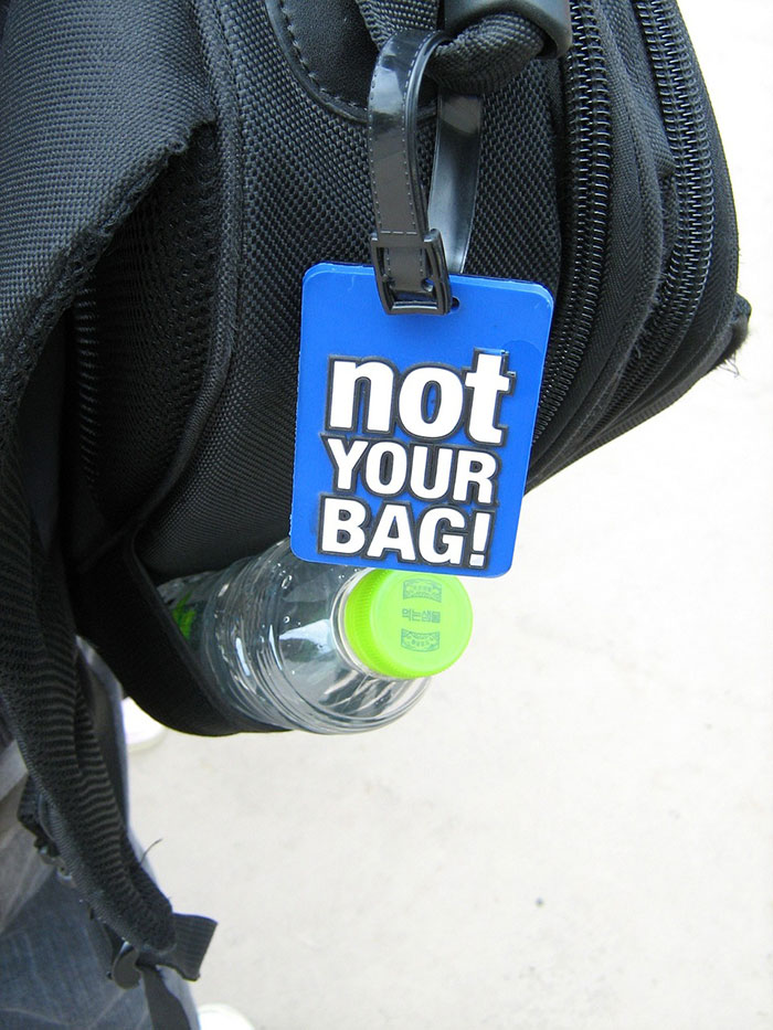 Luggage tag on the bag