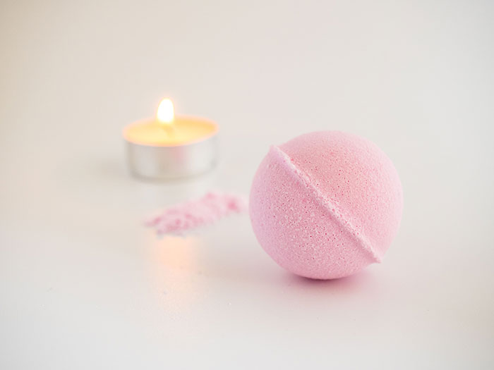 Pink and white round candle