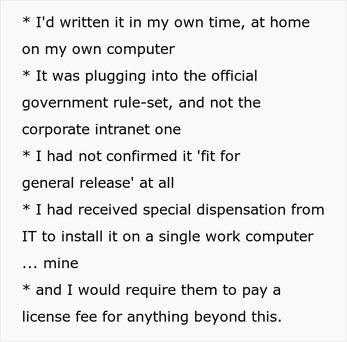 Worker Gets Accused Of Falsifying Timekeeping After Boss Steals Their Program And Takes Credit For It, So They Put A 'Special' Feature In It Right Before Quitting Worker Gets Accused Of Falsifying Timekeeping After Boss Steals Their Program And Takes Credit For It, So They Put A 'Special' Feature In It Right Before Quitting