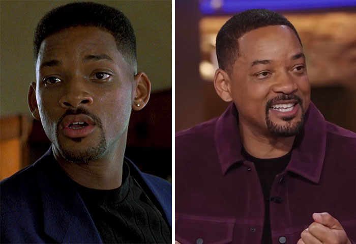 Will Smith in two different time periods, showcasing his youthful appearance among celebrities that seemingly never age.