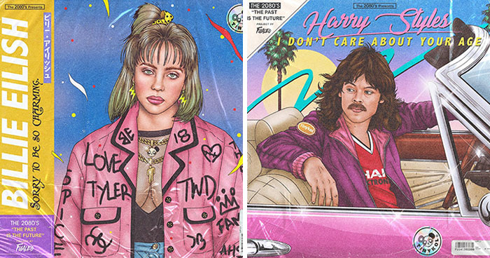This Artist Illustrates Retro Album Covers For Contemporary Famous Artists (23 New Pics)