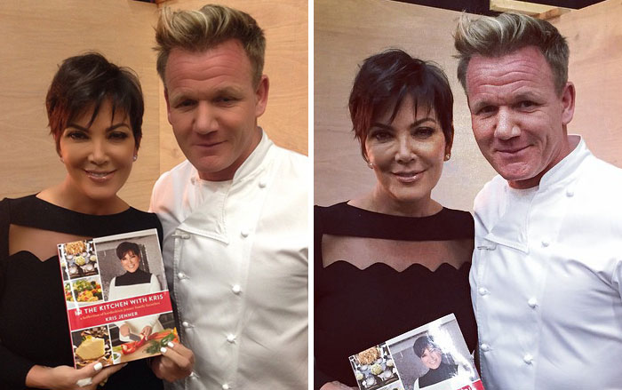 Same Photo, Uploaded By Two Different People: On The Left - A Photo Posted By Kris Jenner, On The Right - A Real Photo Without Filters, Uploaded By Gordon Ramsay