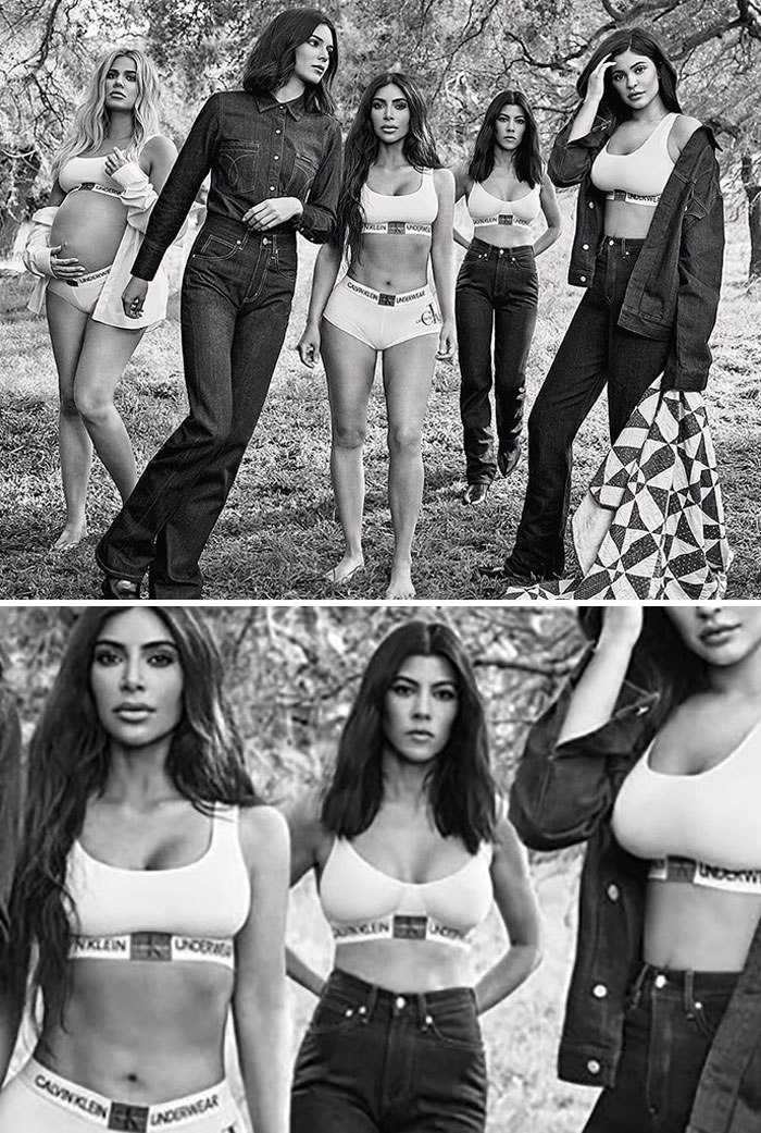 People Think Kourtney Kardashian's Arm Was Photoshopped In This Photo Of Calvin Klein Underwear & Jeans Campaign
