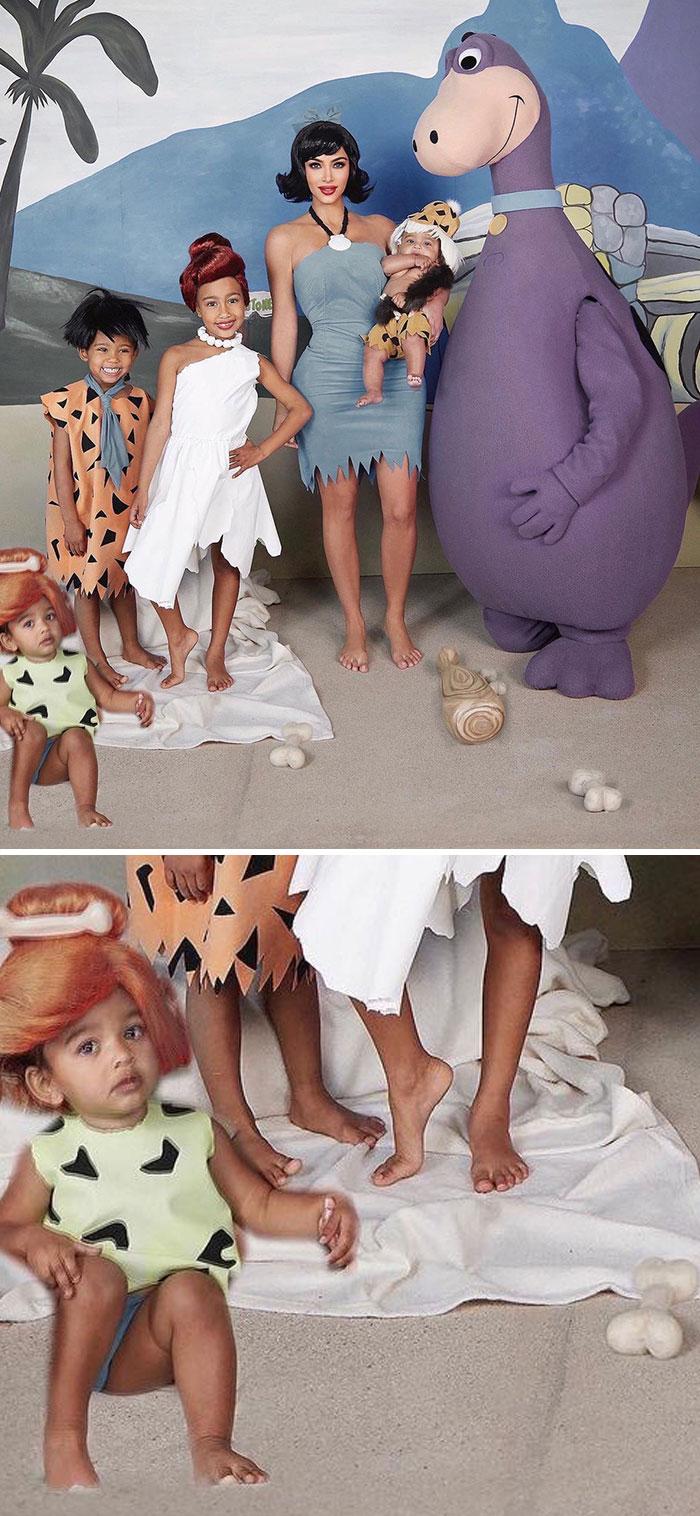 Kim Kardashian Photoshopped Her 1-Year-Old Daughter Chicago West Into Their Family Family Halloween Picture