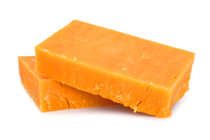 two pieces of yellow cheese