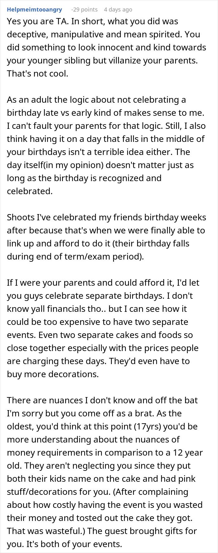 Teen Is Fed Up With Having To Celebrate Her Birthday With Her Little Brother, Infuriates Parents By Sabotaging It This Year Teen Is Fed Up With Having To Celebrate Her Birthday With Her Little Brother, Infuriates Parents By Sabotaging It This Year