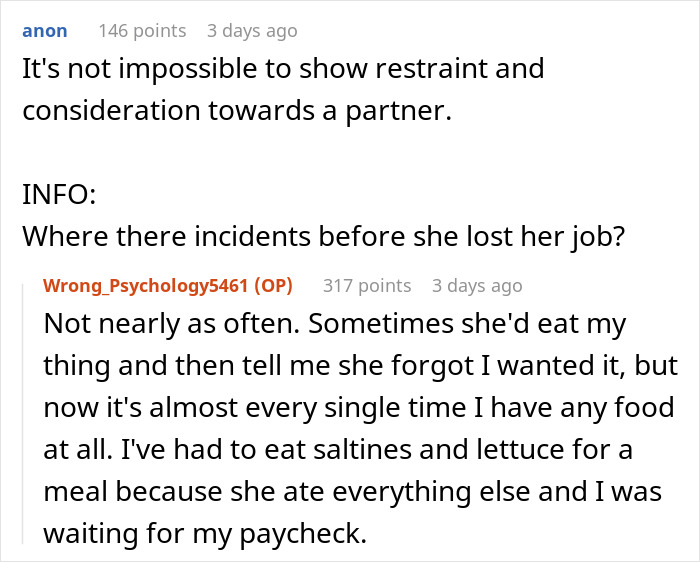 "She'll Leave Me With Plain Crackers": Guy Has To Go Hungry Because His Unemployed GF Eats Everything, He Finally Snaps "She'll Leave Me With Plain Crackers": Guy Has To Go Hungry Because His Unemployed GF Eats Everything, He Finally Snaps