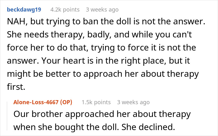 Woman Thinks Her Sister Is Coping With The Loss Of Her Baby In A Creepy And Unhealthy Way, Asks If She Would Be A Jerk To Break It To Her Woman Thinks Her Sister Is Coping With The Loss Of Her Baby In A Creepy And Unhealthy Way, Asks If She Would Be A Jerk To Break It To Her