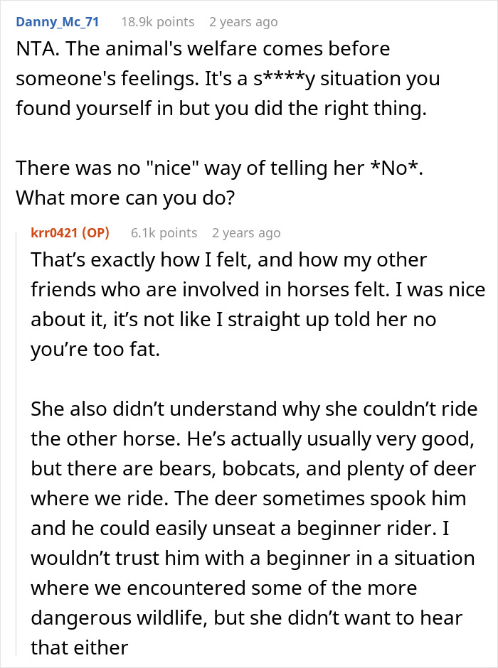 Horse Owner Doesn’t Let Her Overweight Friend Ride One Of The Animals, Gets Accused Of Body-Shaming Her Horse Owner Doesn’t Let Her Overweight Friend Ride One Of The Animals, Gets Accused Of Body-Shaming Her