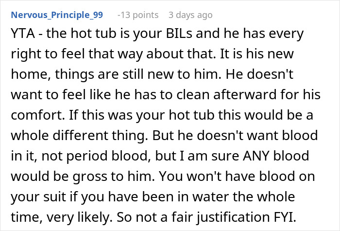Man Disgusted With SIL's Period Bans Her From Using Hot Tub, Demands $100 For The Sheets She 'Ruined'