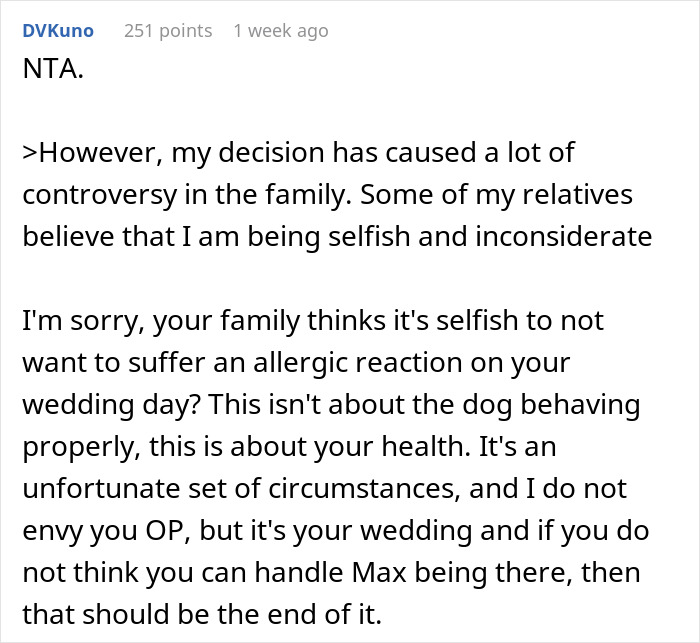"Am I A Jerk For Not Letting My Nephew Bring His Service Dog To My Wedding?"