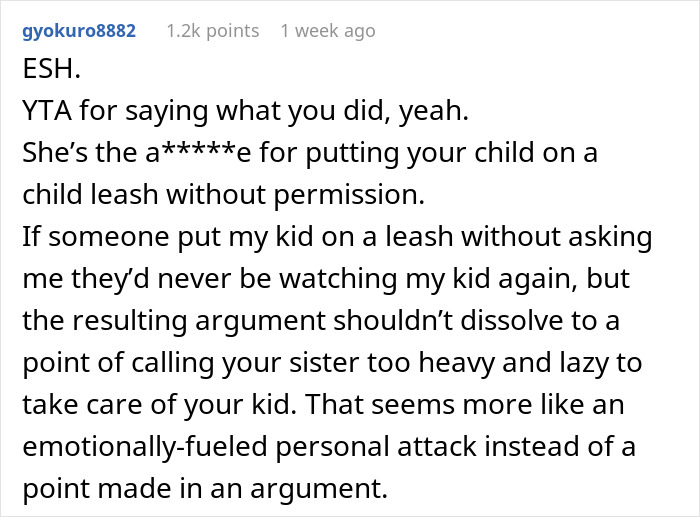 “Am I The Jerk For Telling My Sister She Is Too Heavy And Lazy To Watch My Kid?”