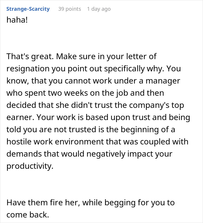 "She Should Expect My Resignation By The End Of The Day": Boss Regrets Demanding Her Best Employee Come To The Office More Often "She Should Expect My Resignation By The End Of The Day": Boss Regrets Demanding Her Best Employee Come To The Office More Often