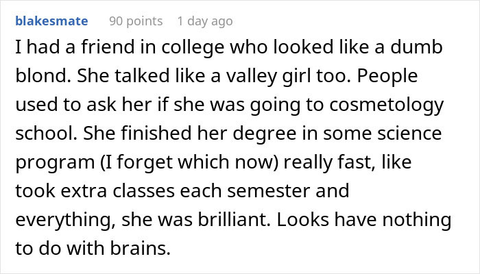 Woman Shares How Others Automatically Assume She's Dumb Because Of Her Looks, Shares Crazy Story Woman Shares How Others Automatically Assume She's Dumb Because Of Her Looks, Shares Crazy Story