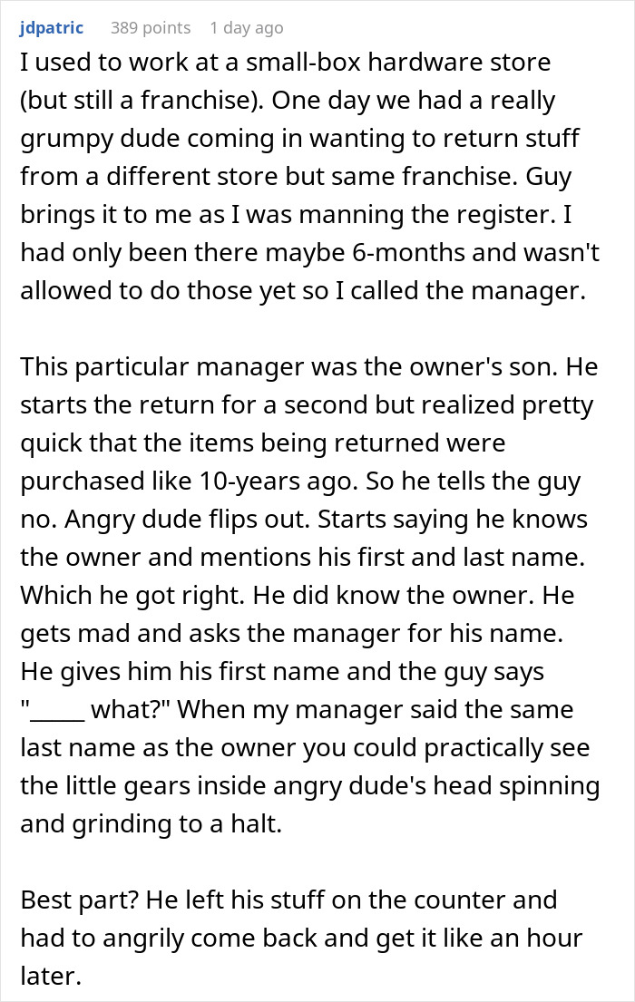 “You Must Not Know Your Boss Very Well”: Boss’s Child Shuts Down Entitled Customer Who Tried To Get Product For Free By Claiming To Know The Boss “You Must Not Know Your Boss Very Well”: Boss’s Child Shuts Down Entitled Customer Who Tried To Get Product For Free By Claiming To Know The Boss