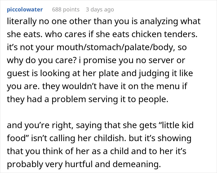 "Am I A Jerk For Refusing To Take My Girlfriend To Nice Places Because She Eats Like A Kid?"