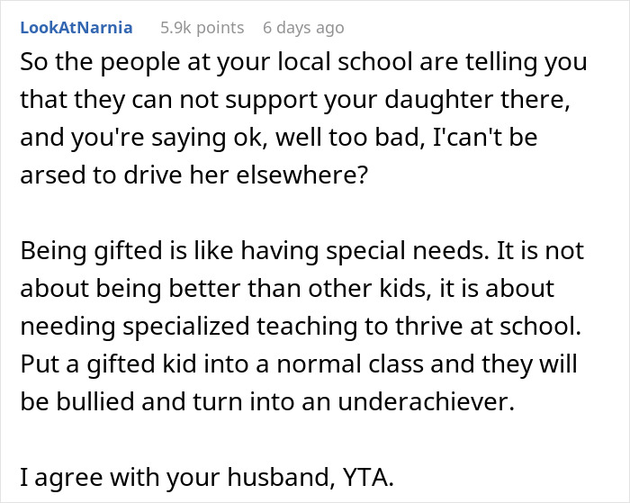 Mom Refuses To Drive Her Gifted Daughter To College-Level School, Ignores Every Option To Make It Possible