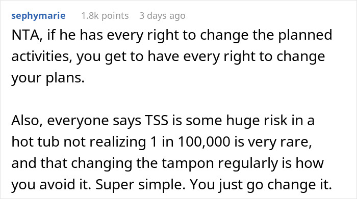 Man Disgusted With SIL's Period Bans Her From Using Hot Tub, Demands $100 For The Sheets She 'Ruined'