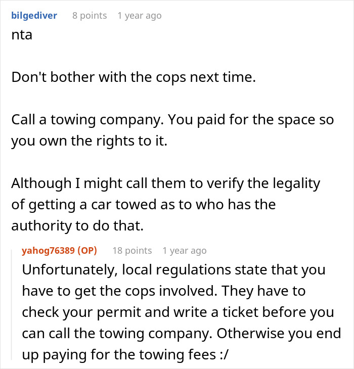 Neighbors Keep Parking In This Person’s Specially Reserved Spot, They Lose Patience And Call The Cops Neighbors Keep Parking In This Person’s Specially Reserved Spot, They Lose Patience And Call The Cops
