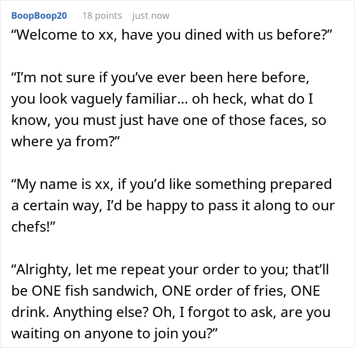 “Table For One?”: Waitress Gets Back At Diner Regular Who Always Expects To Be Welcomed With Open Arms “Table For One?”: Waitress Gets Back At Diner Regular Who Always Expects To Be Welcomed With Open Arms