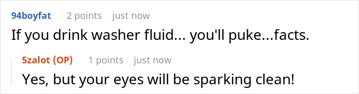 Employee Gets Sweet Revenge On A Manager Who Splashed Windshield Washer Fluid On Their Arm As A Joke Employee Gets Sweet Revenge On A Manager Who Splashed Windshield Washer Fluid On Their Arm As A Joke