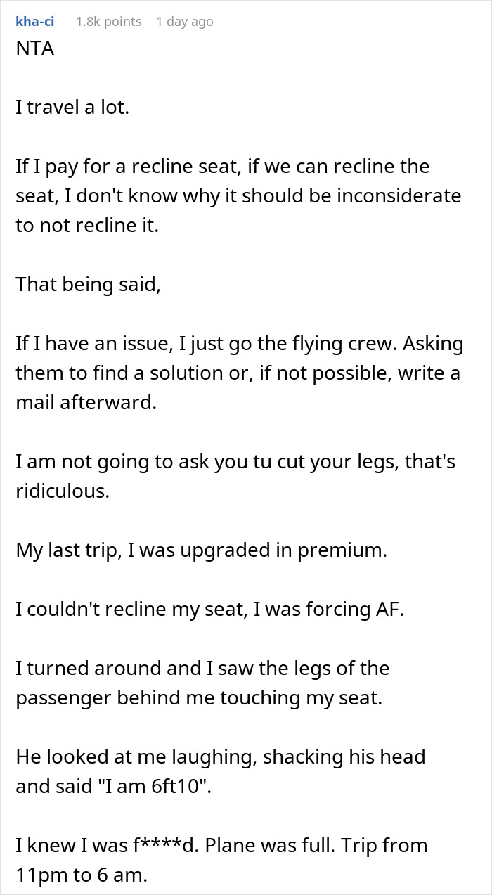 Tall Guy Doesn't Fit In Plane Seat Comfortably, Drama Ensues After Woman Tries To Recline Her Seat Tall Guy Doesn't Fit In Plane Seat Comfortably, Drama Ensues After Woman Tries To Recline Her Seat