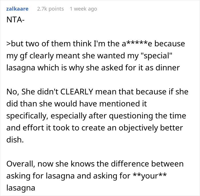 Woman Mocks GF’s Signature Lasagna, Gets Insulted After She Serves Her A Premade One The Next Time Woman Mocks GF’s Signature Lasagna, Gets Insulted After She Serves Her A Premade One The Next Time